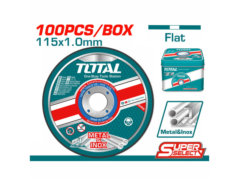 TOTAL Abrasive metal cutting disc set 115 X 1mm 100pcs (TAC210115100)