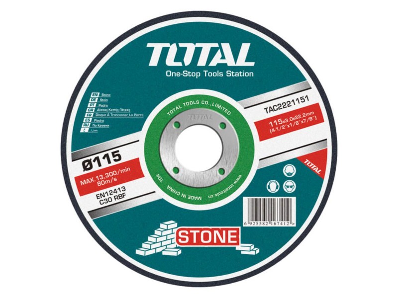 TOTAL ABRASIVE STONE CUTTING DISC 115 X 3mm (TAC2221151)