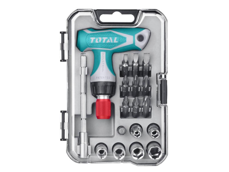 TOTAL T HANDLE WRENCH SCREWDRIVER SET 18PCS (TACSD30186)