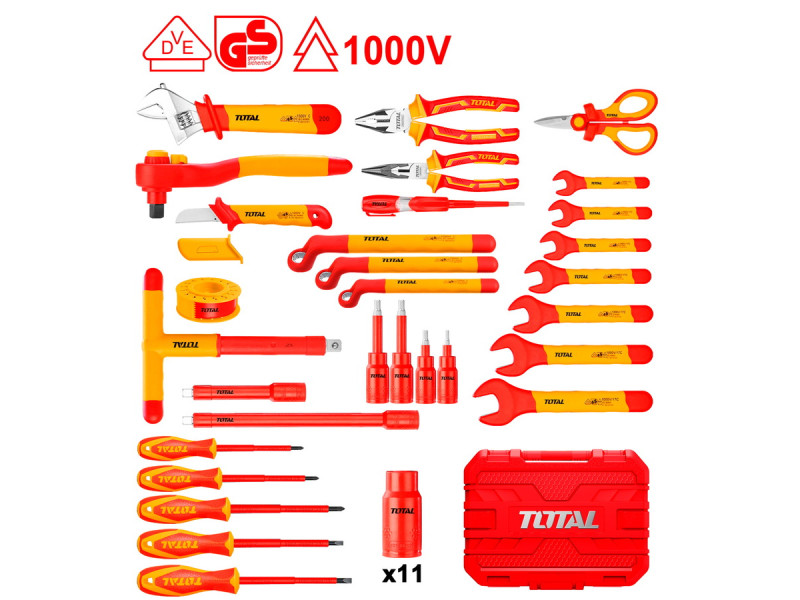 TOTAL ΚΑΣΕΤΙΝΑ ΕΡΓΑΛΕΙΩΝ ΧΕΙΡΟΣ 1000V VDE 41ΤΕΜ (THKITH4101)