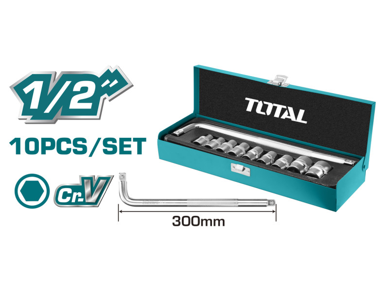 TOTAL SOCKET SET 1/2" 10PCS (THTL121101)