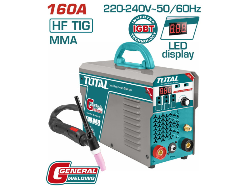 TOTAL ΗΛΕΚΤΡΟΚΟΛΛΗΣΗ INVERTER TIG/MMA 230V / 160A ΜΕ ΑΕΡΙΟ (TIG1601)