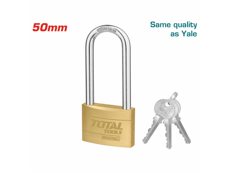 TOTAL Heavy duty long shackle brass padlock 50mm (TLK32502L)