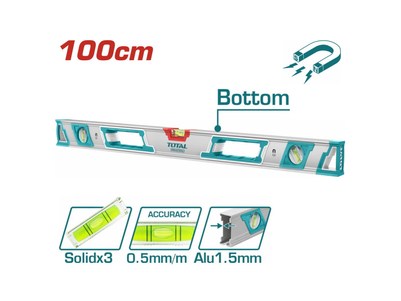 TOTAL Spirit level with powerful magnets 100cm (TMT210086M)